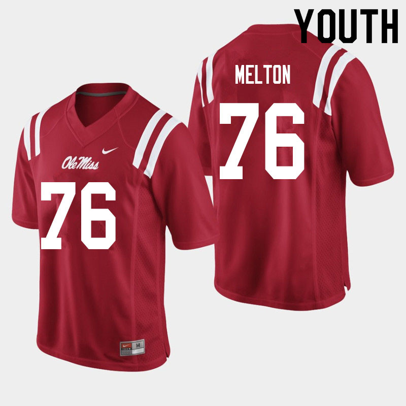 Youth #76 Cedric Melton Ole Miss Rebels College Football Jerseys Sale-Red